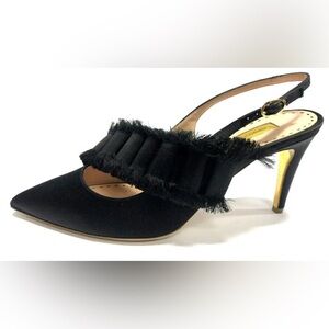 Rupert Sanderson Women's Victoria, Black Satin High Heel Pumps, EU39 US9 M